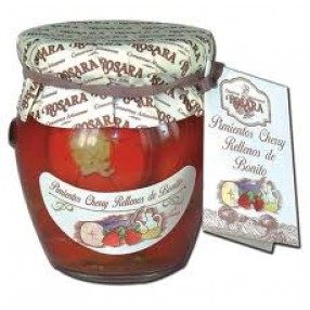 ROSARA Pimientos cherry rellenos de bonito frasco 200 grs